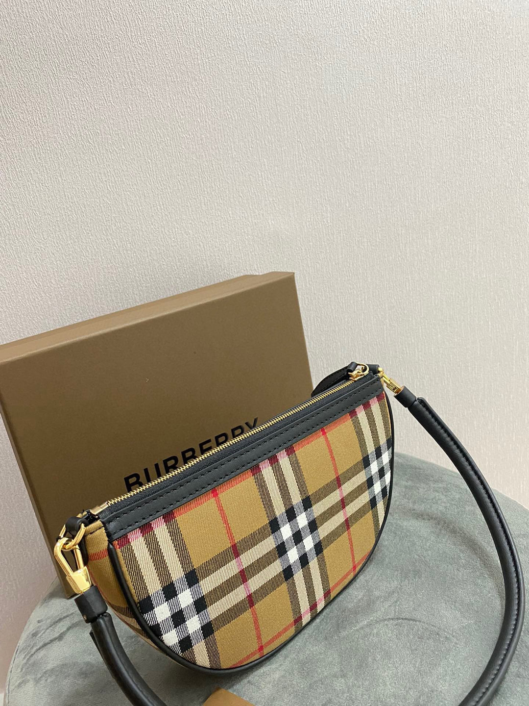 Vintage plaid cotton handbag