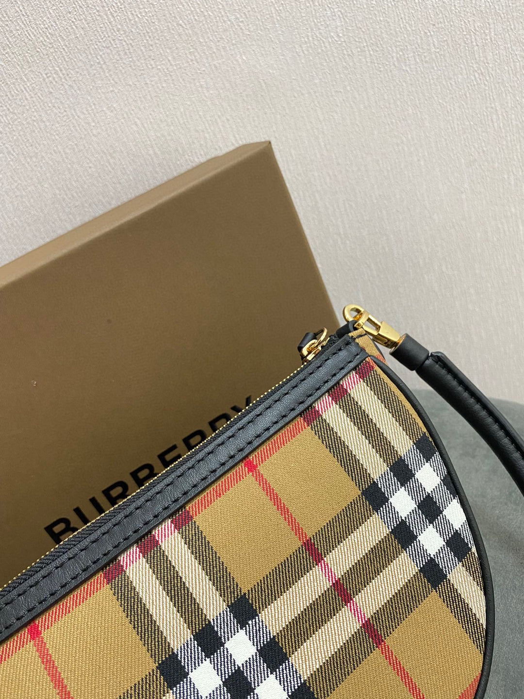 Vintage plaid cotton handbag