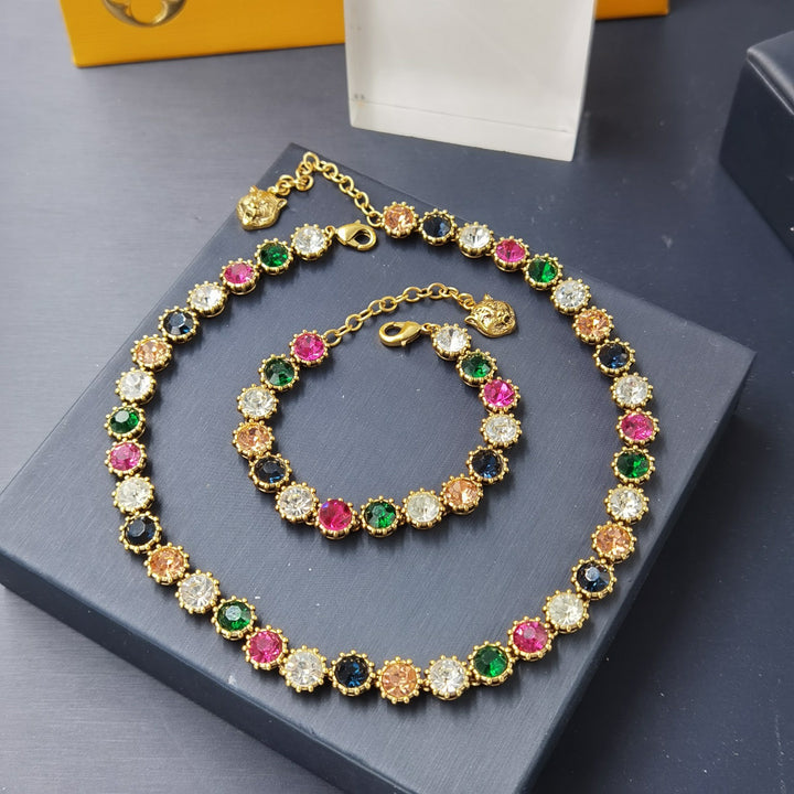 Luxury Snowflake Colorful Necklace Bracelet