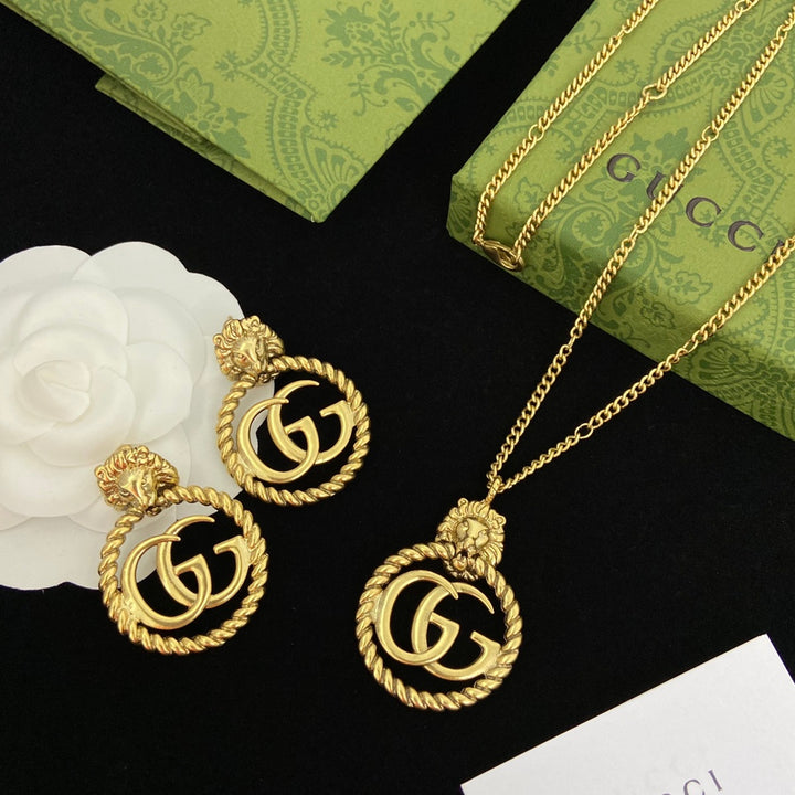 Double G Necklace &amp; Earrings Set