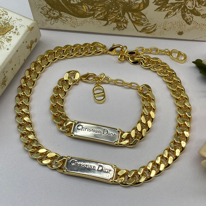 Luxury Gold Cuban Necklace Necklace Set