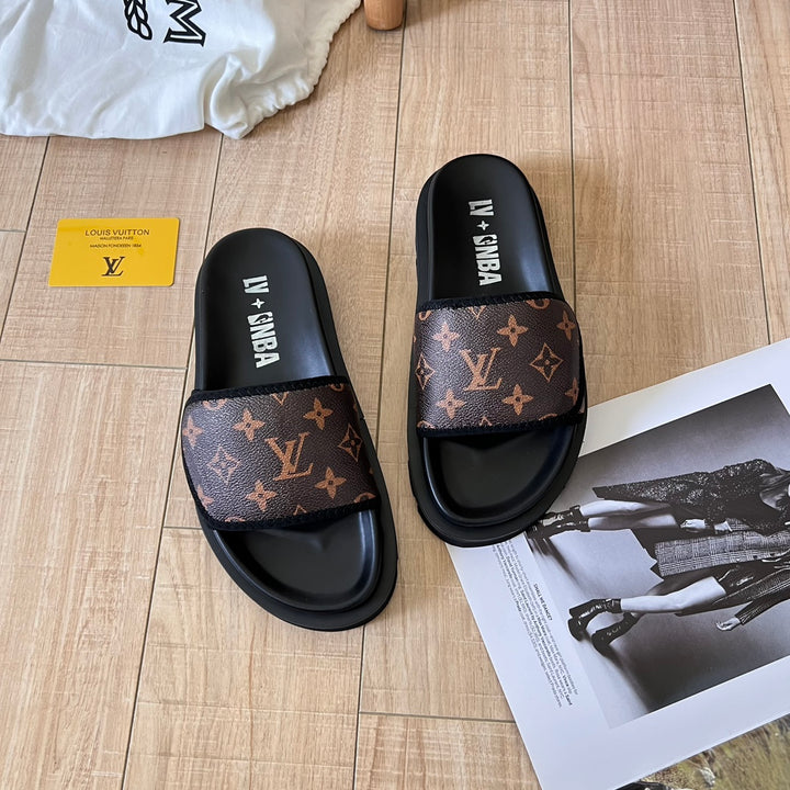 2024 leather platform slippers