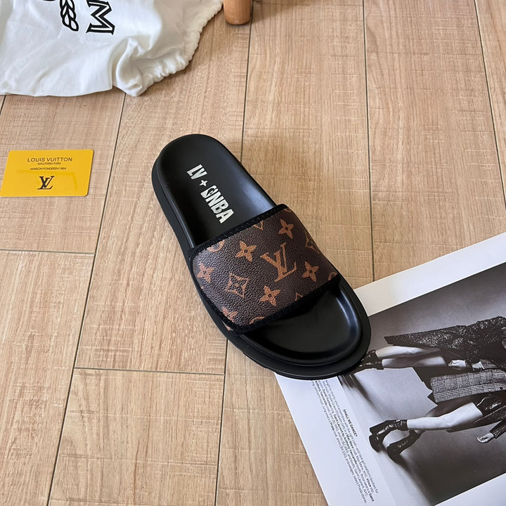 2024 leather platform slippers