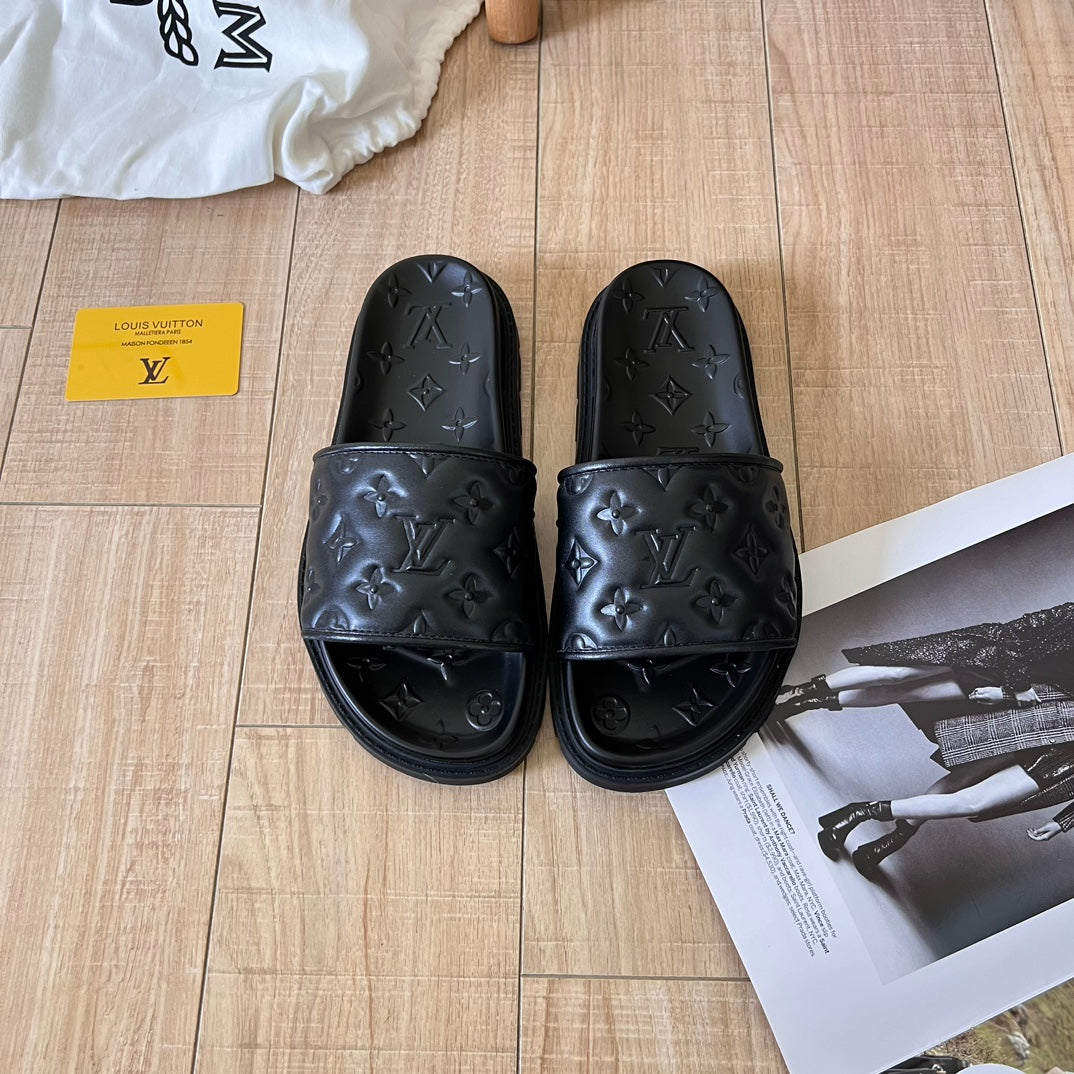 2024 leather platform slippers