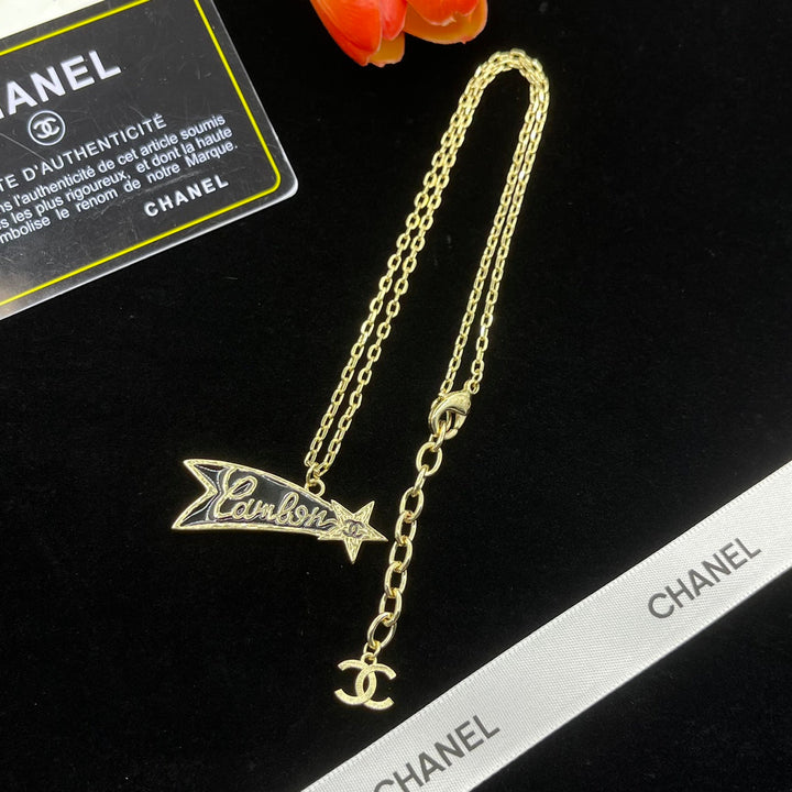 Fashion CC Love Heart Pendant Sweater Chain