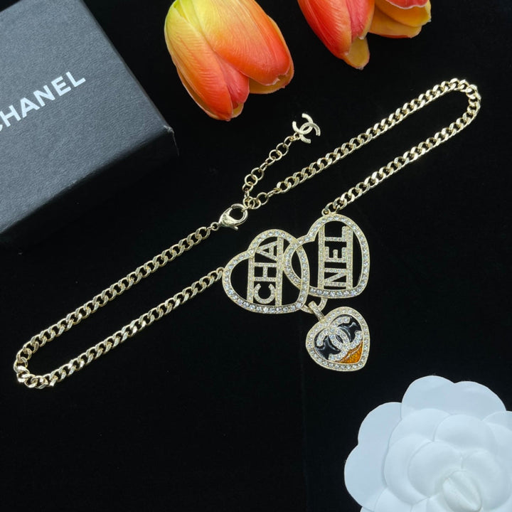 Fashion three hearts combination pendant necklace