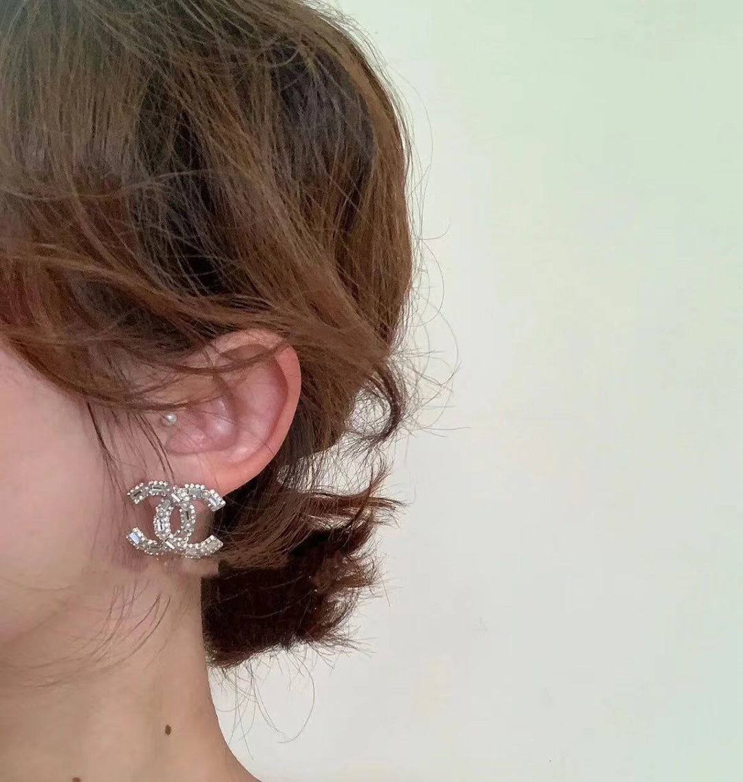 fashion CC T diamond pearl earrings