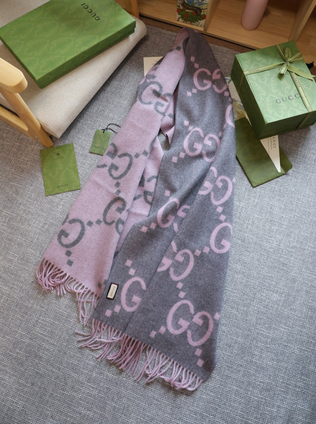 5 colors fashion GG letters tassel scarf