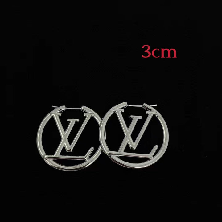 2 Colors Multi-Size Monogram Cutout Earrings