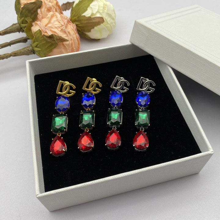 Luxury DG 3 color treasure beads combination earrings