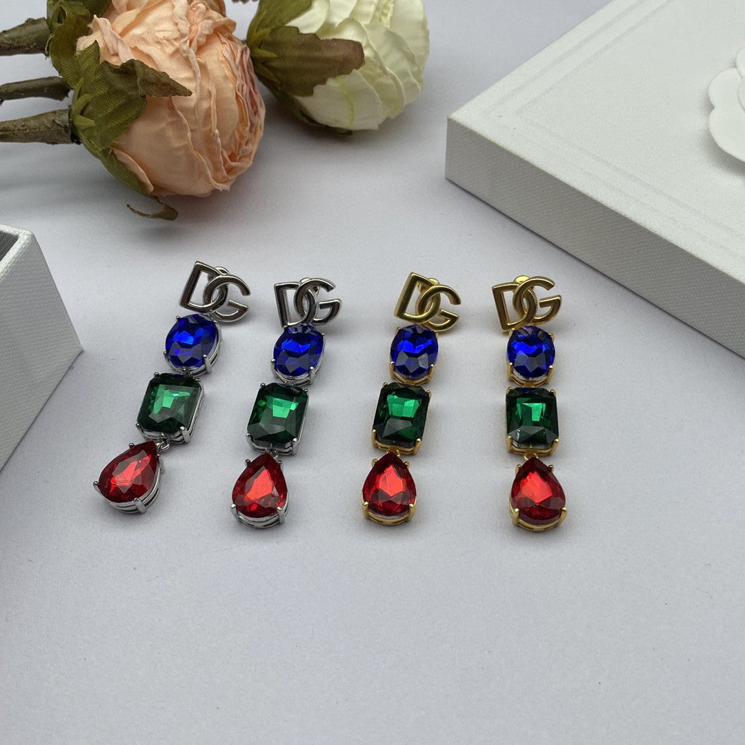 Luxury DG 3 color treasure beads combination earrings