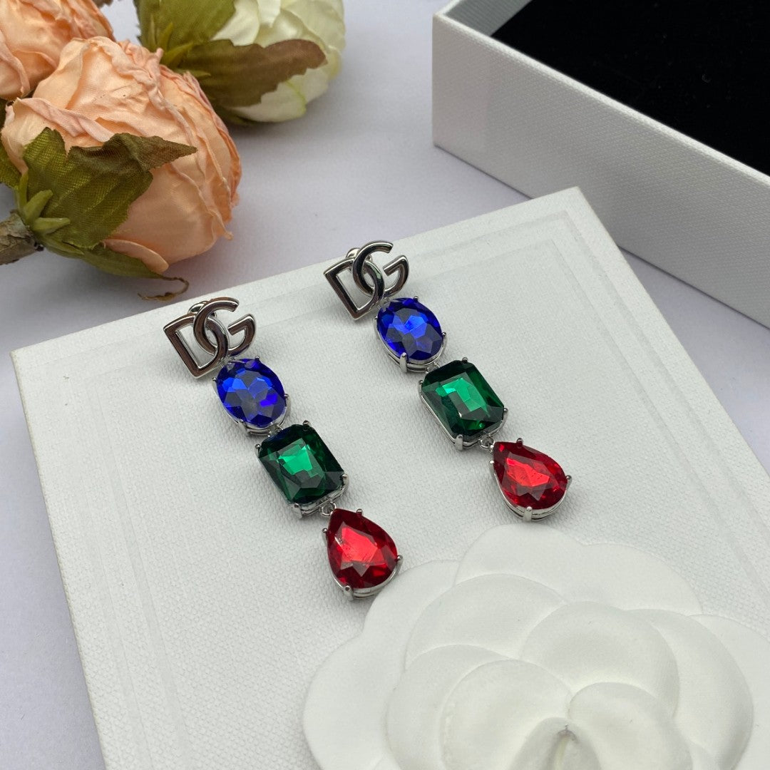 Luxury DG 3 color treasure beads combination earrings