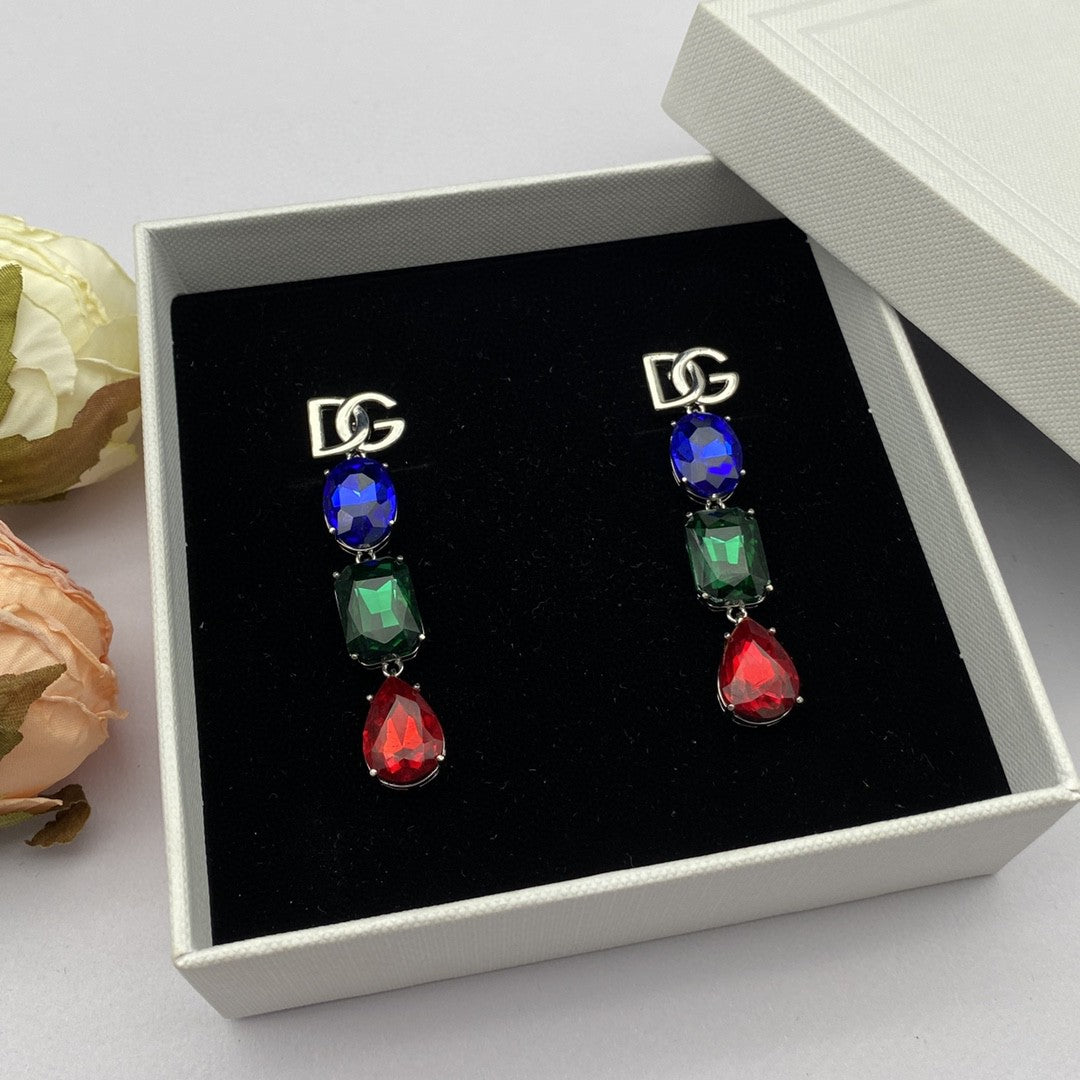 Luxury DG 3 color treasure beads combination earrings