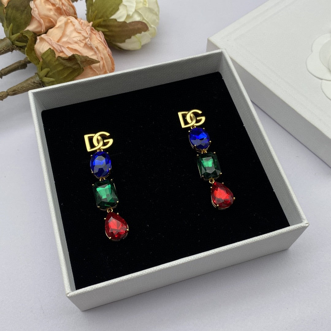 Luxury DG 3 color treasure beads combination earrings