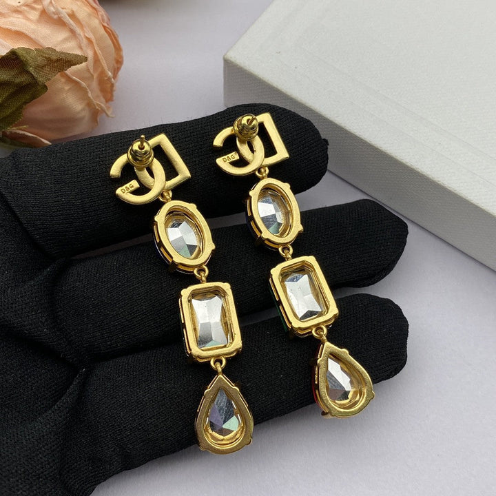 Luxury DG 3 color treasure beads combination earrings