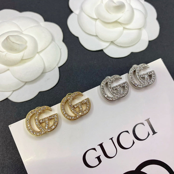 2 colors GG full diamond earrings