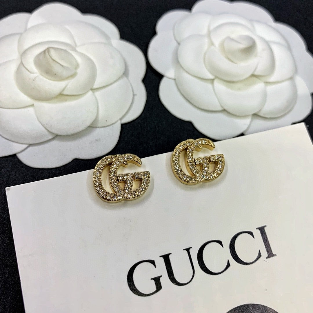 2 colors GG full diamond earrings