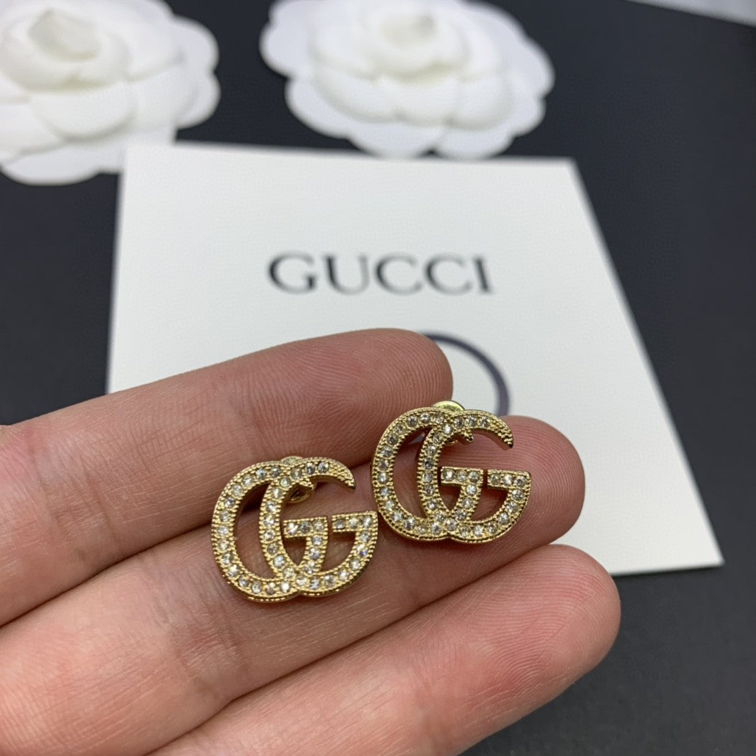 2 colors GG full diamond earrings