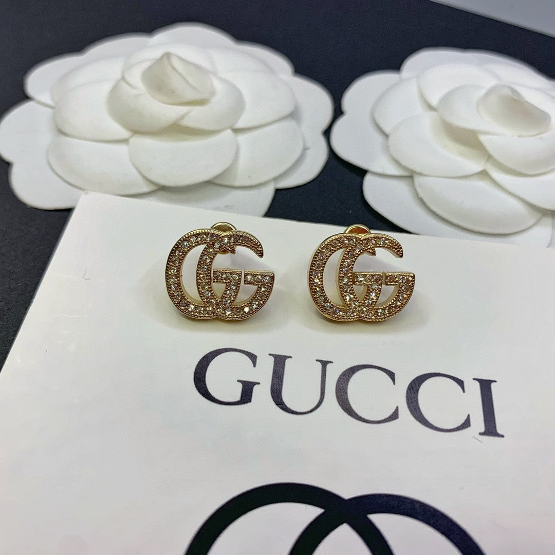 2 colors GG full diamond earrings