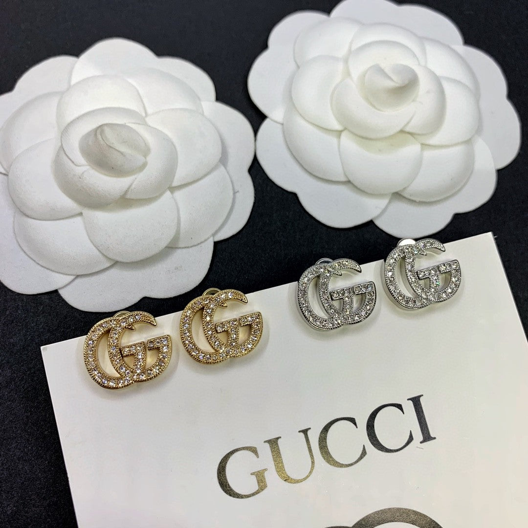 2 colors GG full diamond earrings