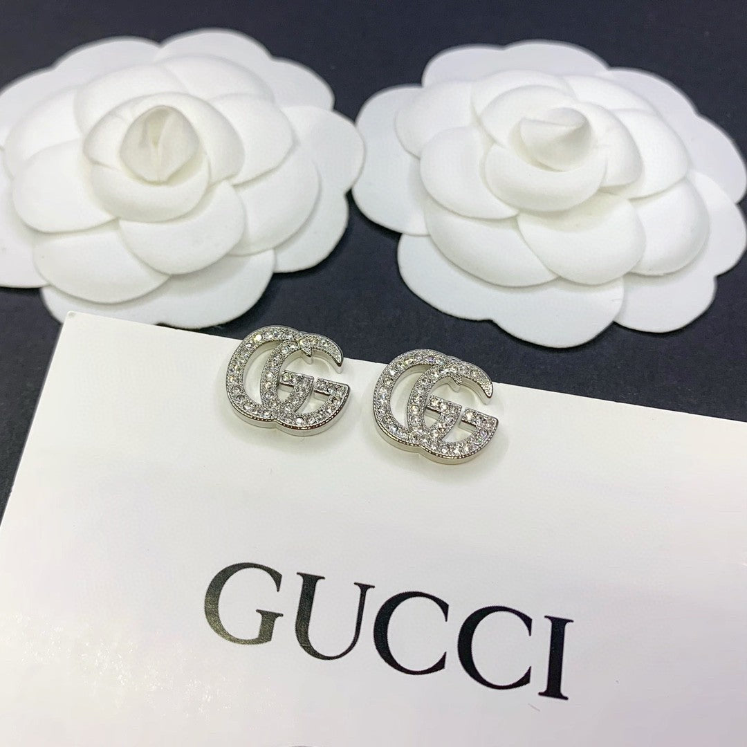 2 colors GG full diamond earrings