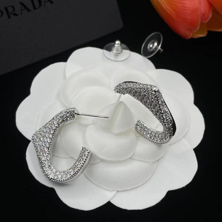 Fashion U-shaped full diamond earrings