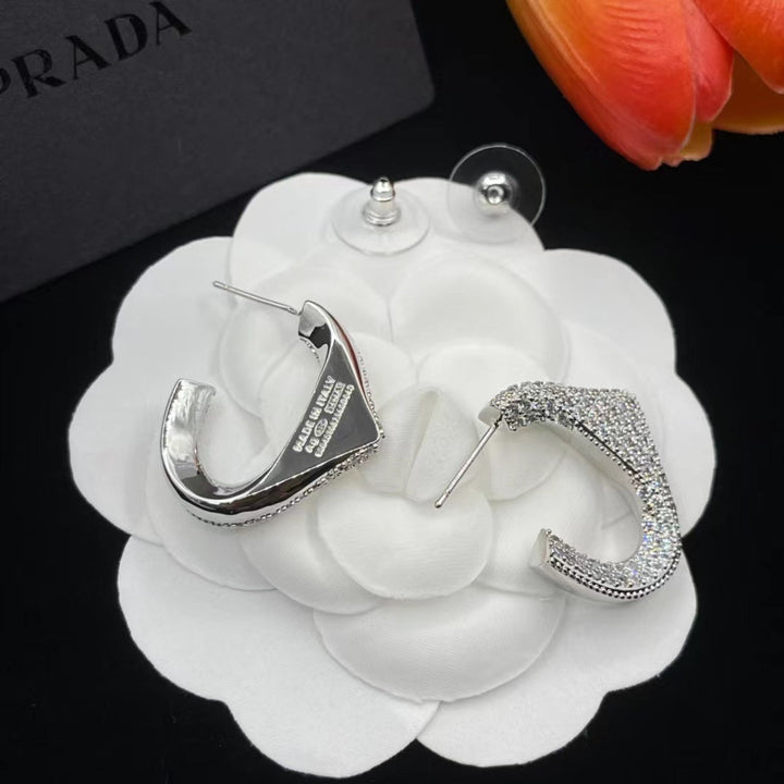 Fashion U-shaped full diamond earrings