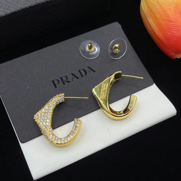 Fashion U-shaped full diamond earrings