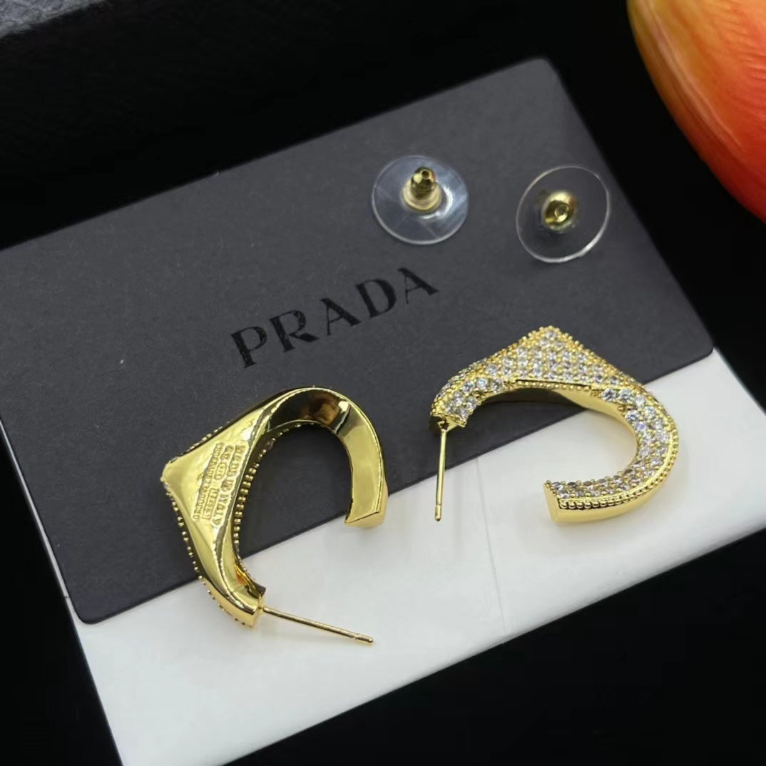 Fashion U-shaped full diamond earrings