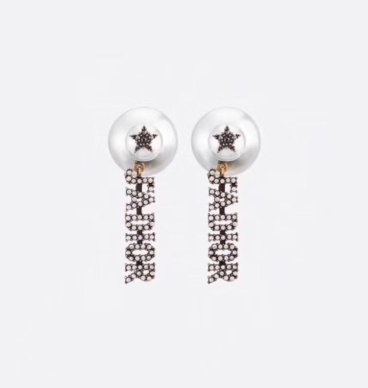 fashion letter size beads pentagram earrings