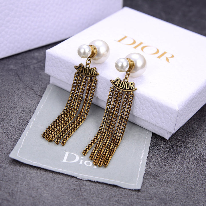 fashion pearl chain tassel earrings