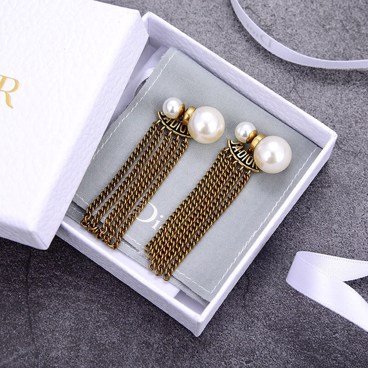 fashion pearl chain tassel earrings