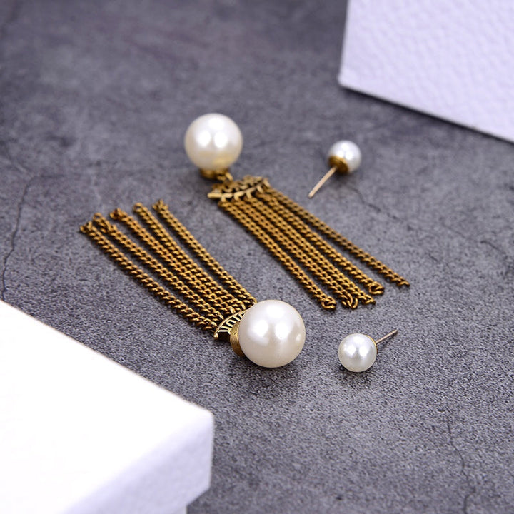 fashion pearl chain tassel earrings