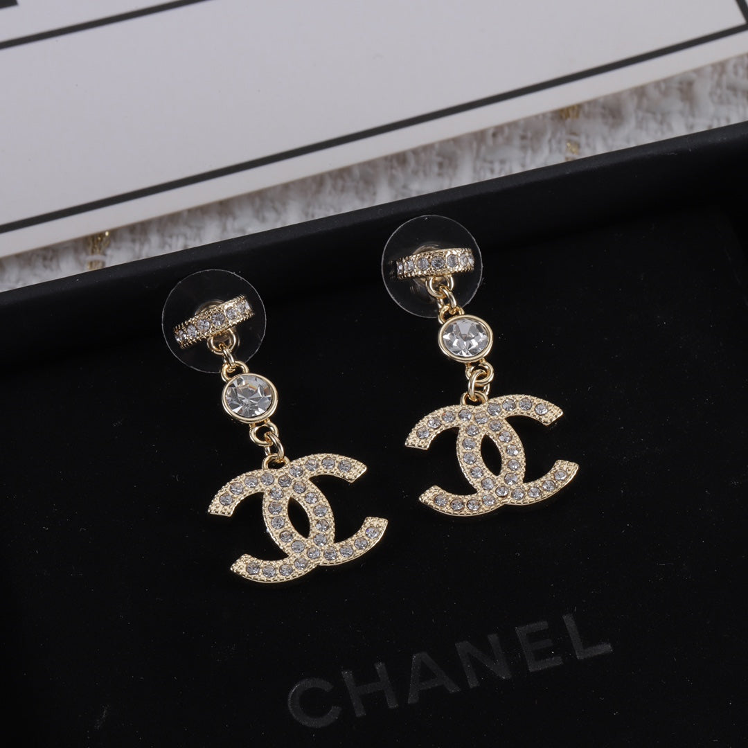 Fashion CC full diamond dangle earrings