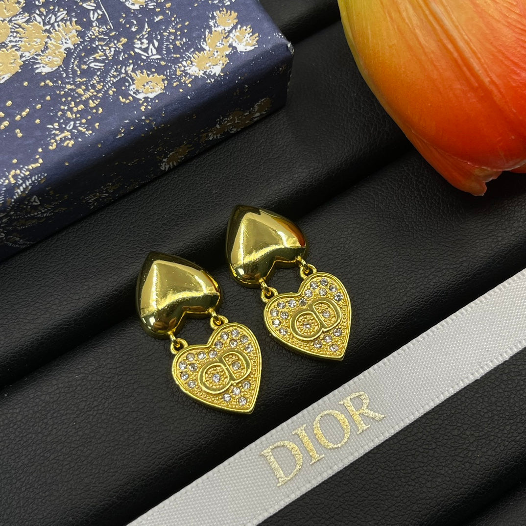 Fashion CD Double Love Heart Combo Earrings