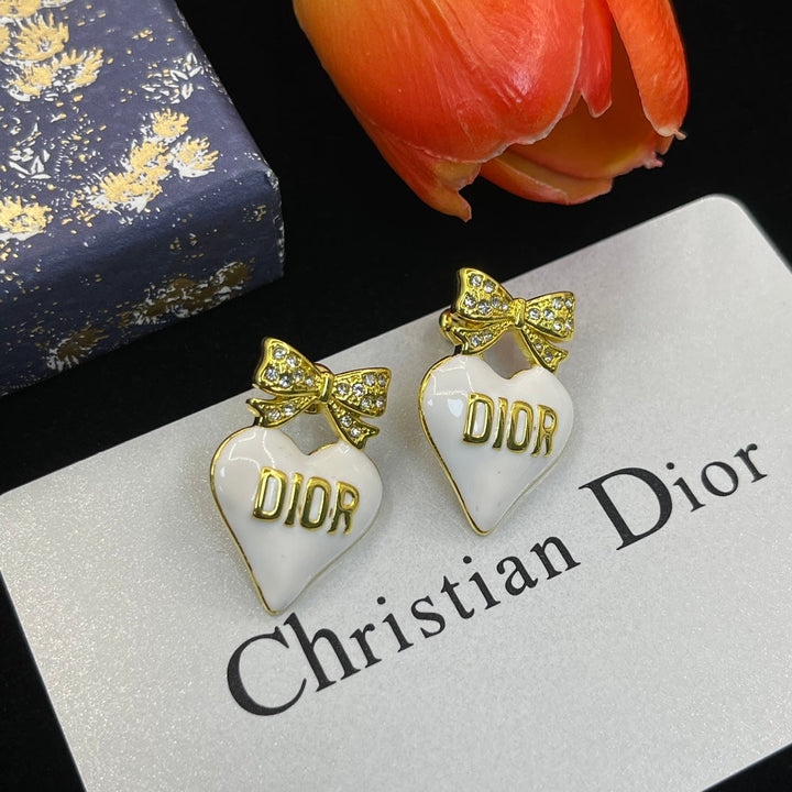 Fashion CD bow rhinestone earrings