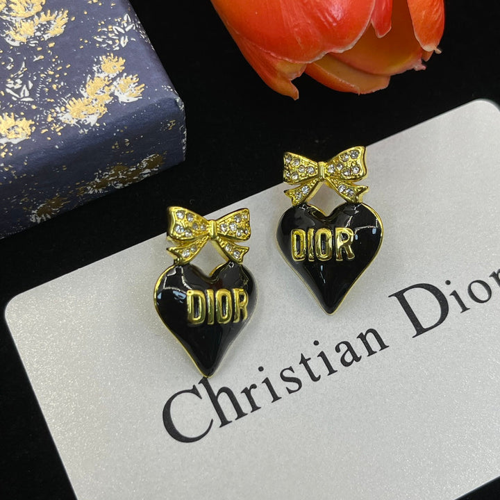 Fashion CD bow rhinestone earrings