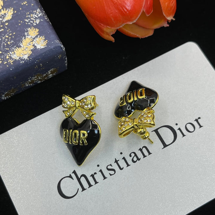 Fashion CD bow rhinestone earrings