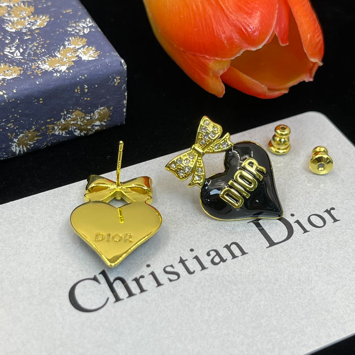 Fashion CD bow rhinestone earrings