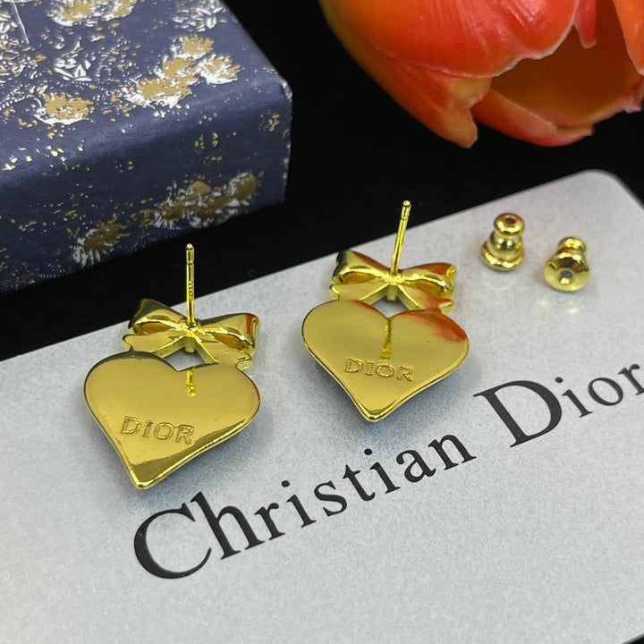 Fashion CD bow rhinestone earrings