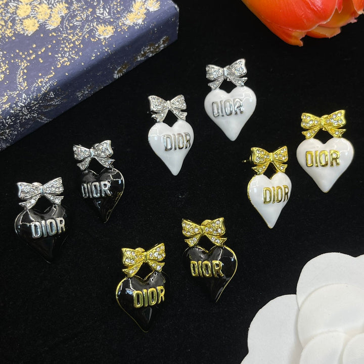 Fashion CD bow rhinestone earrings