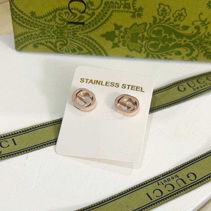 Rose Gold Alphabet Small Earrings