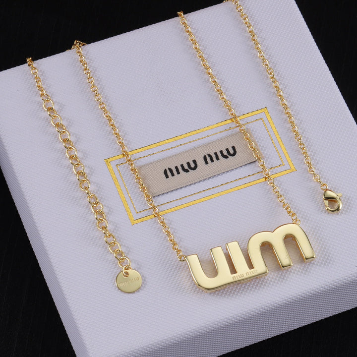 fashion letter full diamond pendant necklace