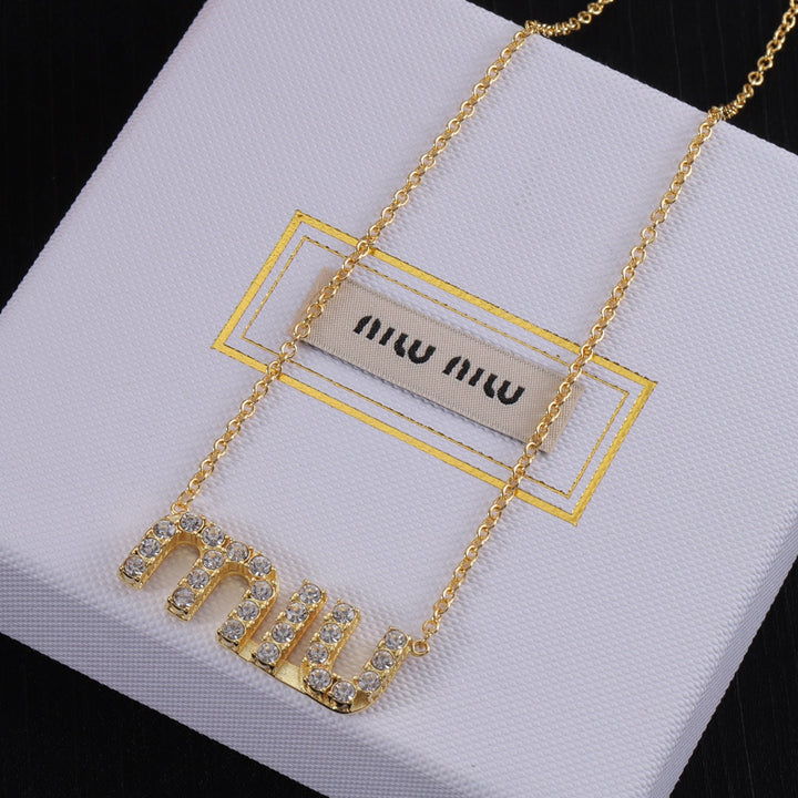 fashion letter full diamond pendant necklace