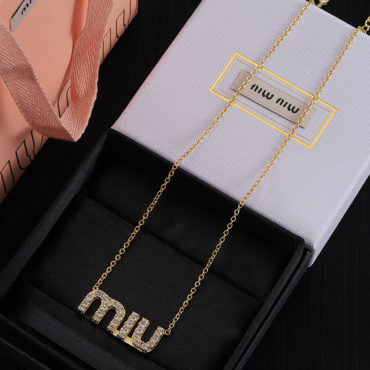 fashion letter full diamond pendant necklace