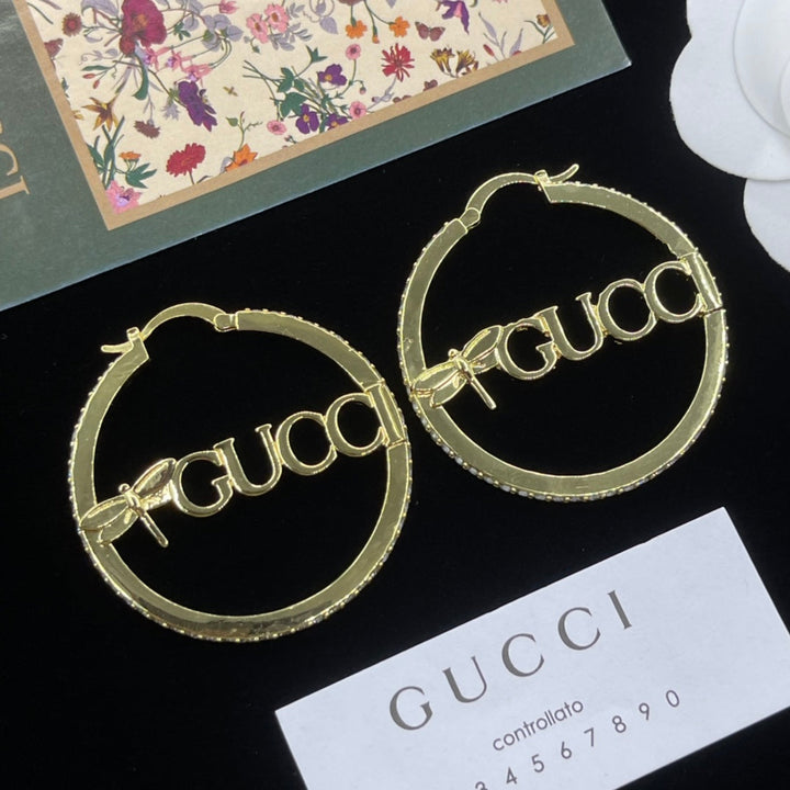 New Round Letter Cutout Earrings