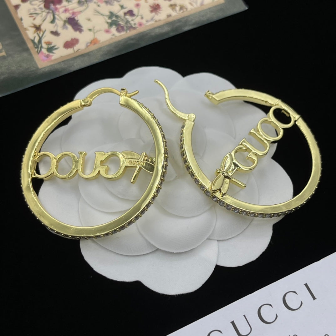 New Round Letter Cutout Earrings