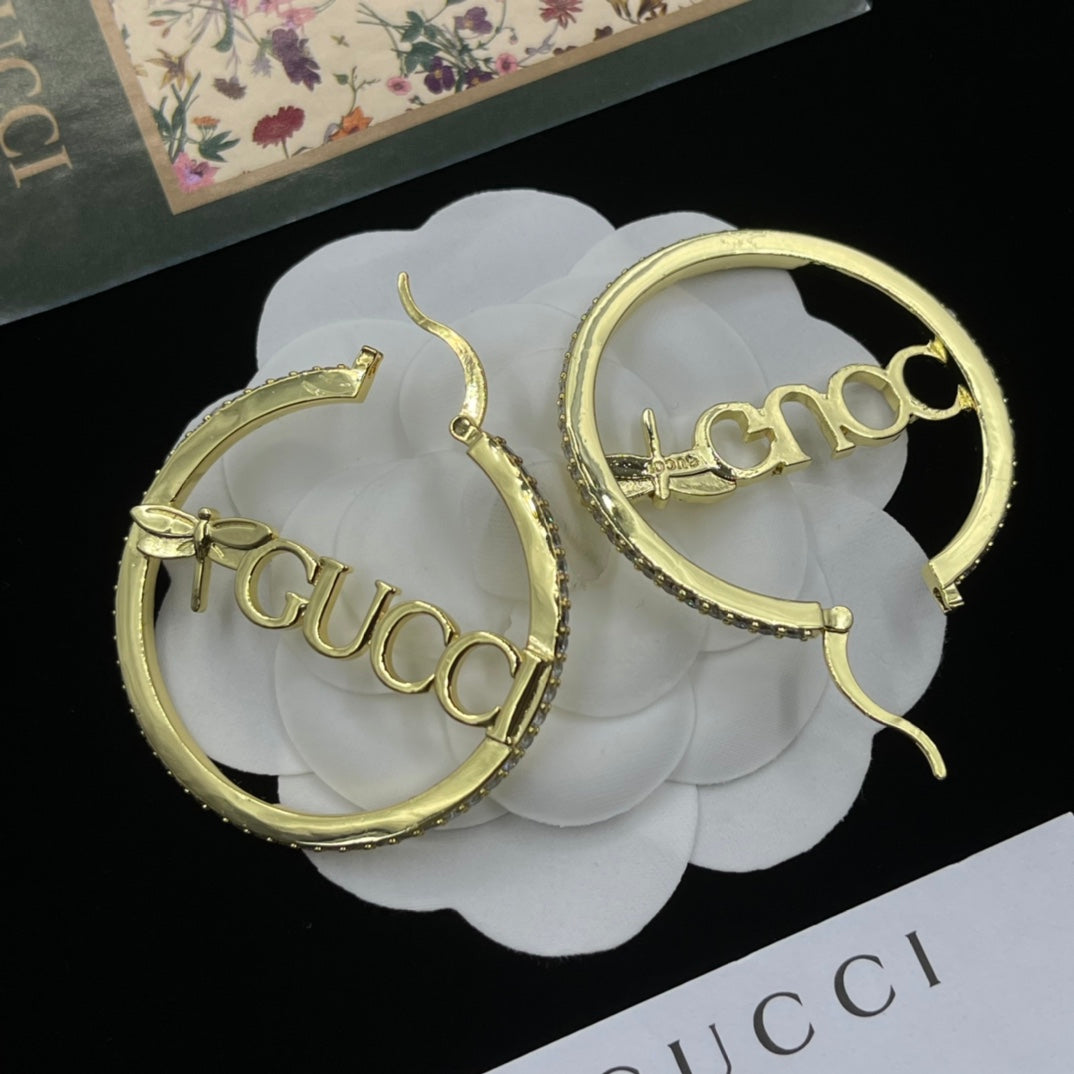 New Round Letter Cutout Earrings