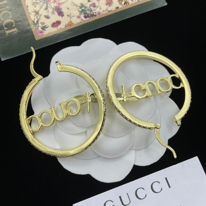 New Round Letter Cutout Earrings