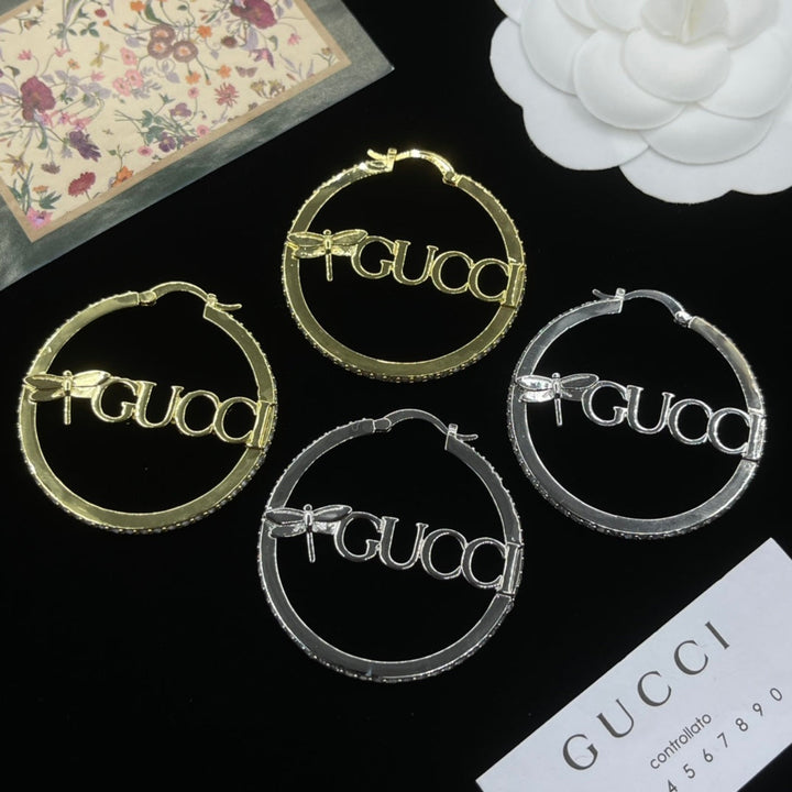 New Round Letter Cutout Earrings